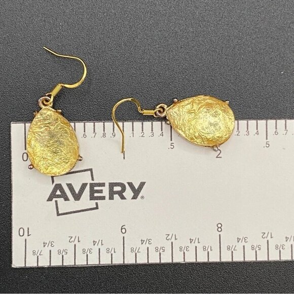 Shimmering Gold Foil Tear Drop Earrings - Picture 6 of 10
